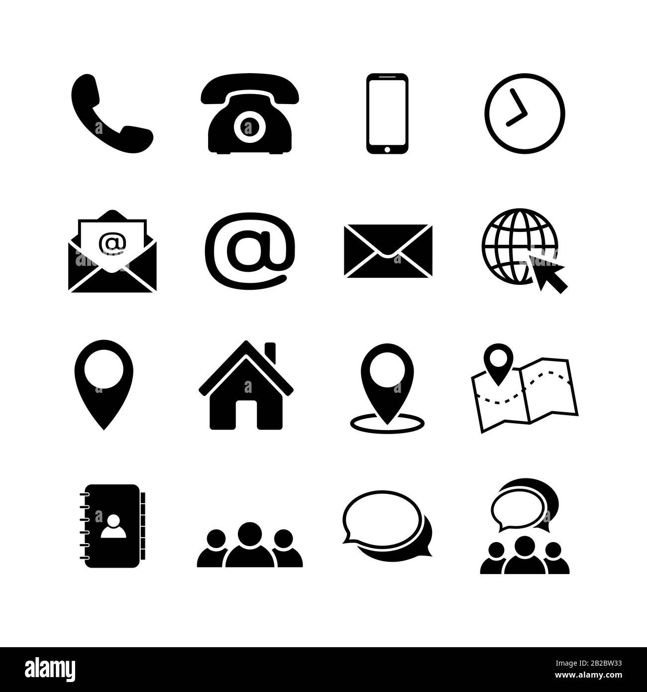 Contact us icon set in flat style Stock Vector