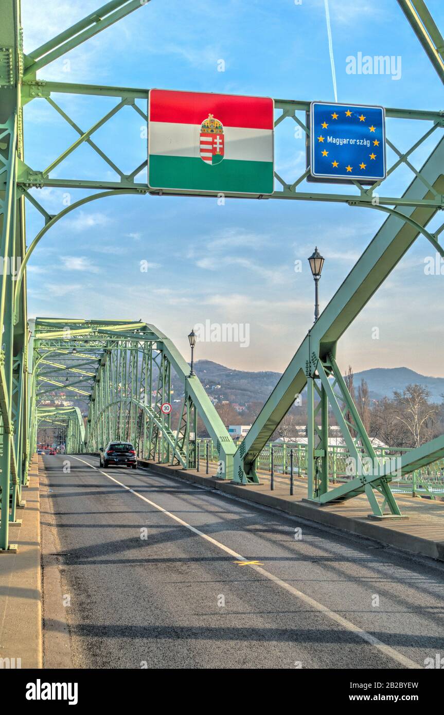 Hungarian - Slovakian Border at Esztergom Stock Photo