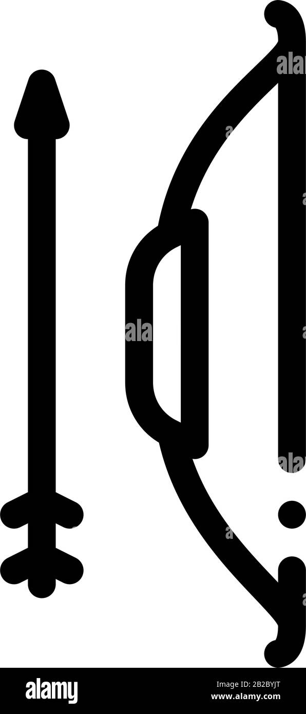 Ancient Bow And Arrow Tool Icon Thin Line Vector Stock Vector Image