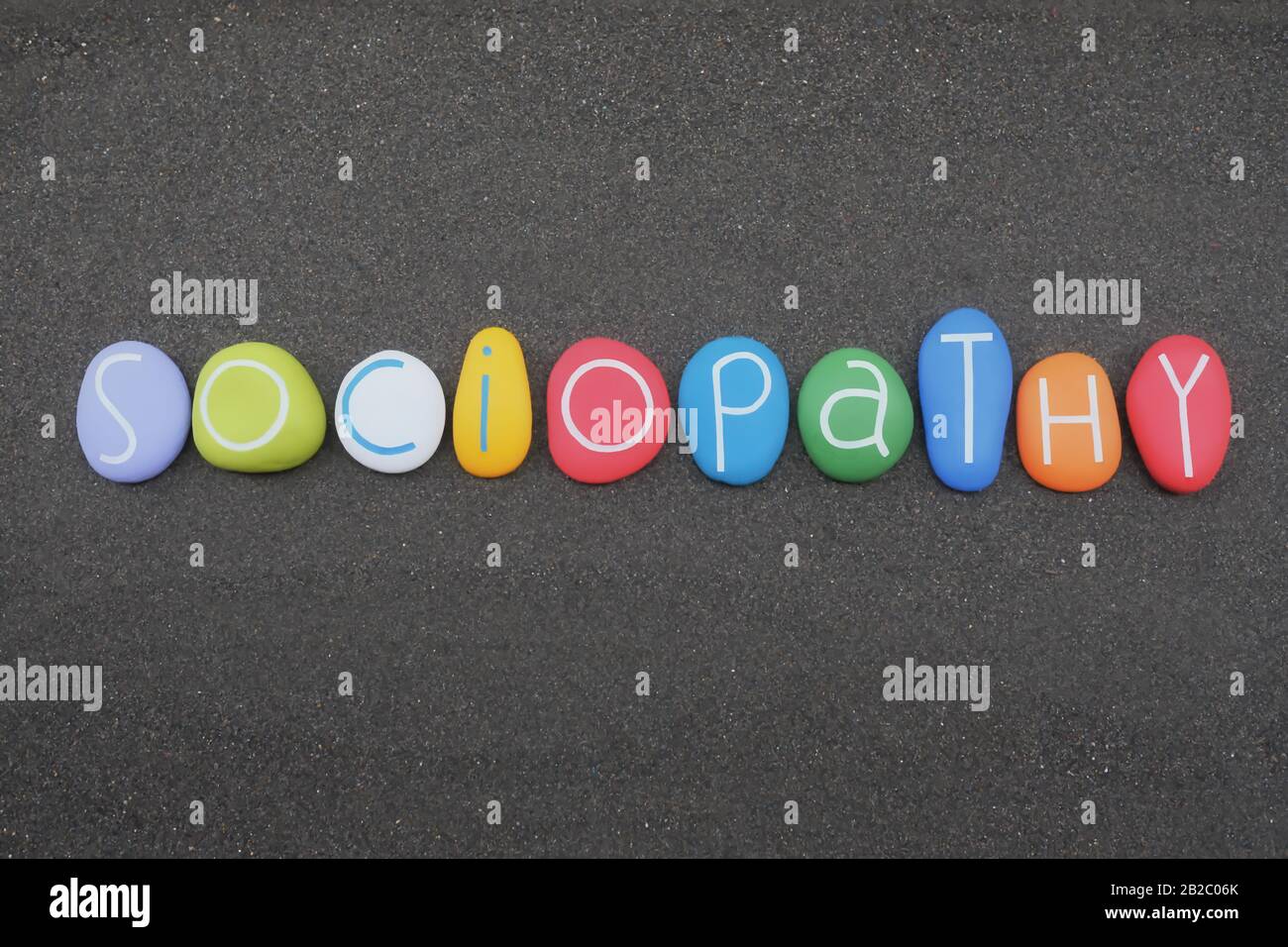 Sociopathy, Antisocial personality disorder, word composed with multi colored stone letters Stock Photo