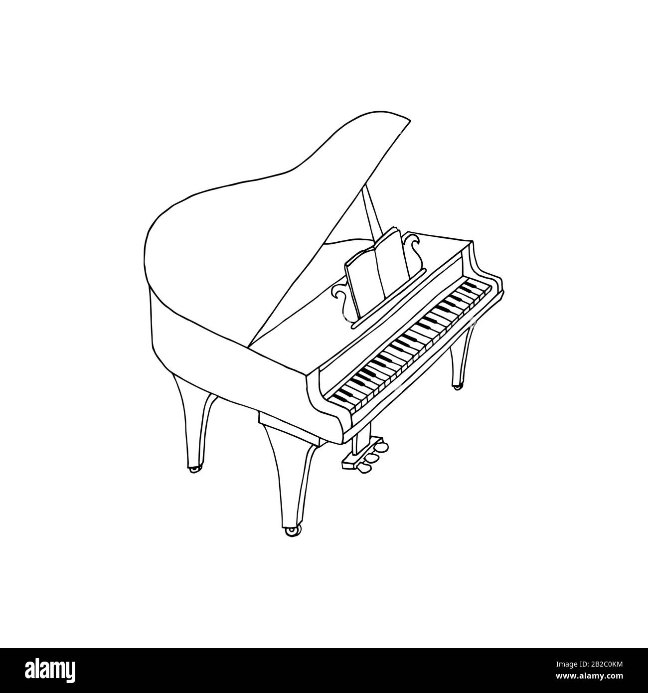 vector illustration of hand drawn grand piano. Sketch black and white piano  Stock Vector Image & Art - Alamy