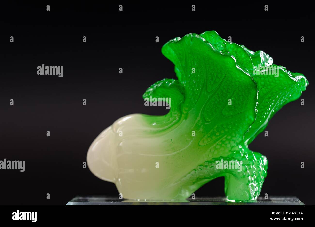 Singapore29 FEB 2020Chinese cabbage jade carving, isolated on black