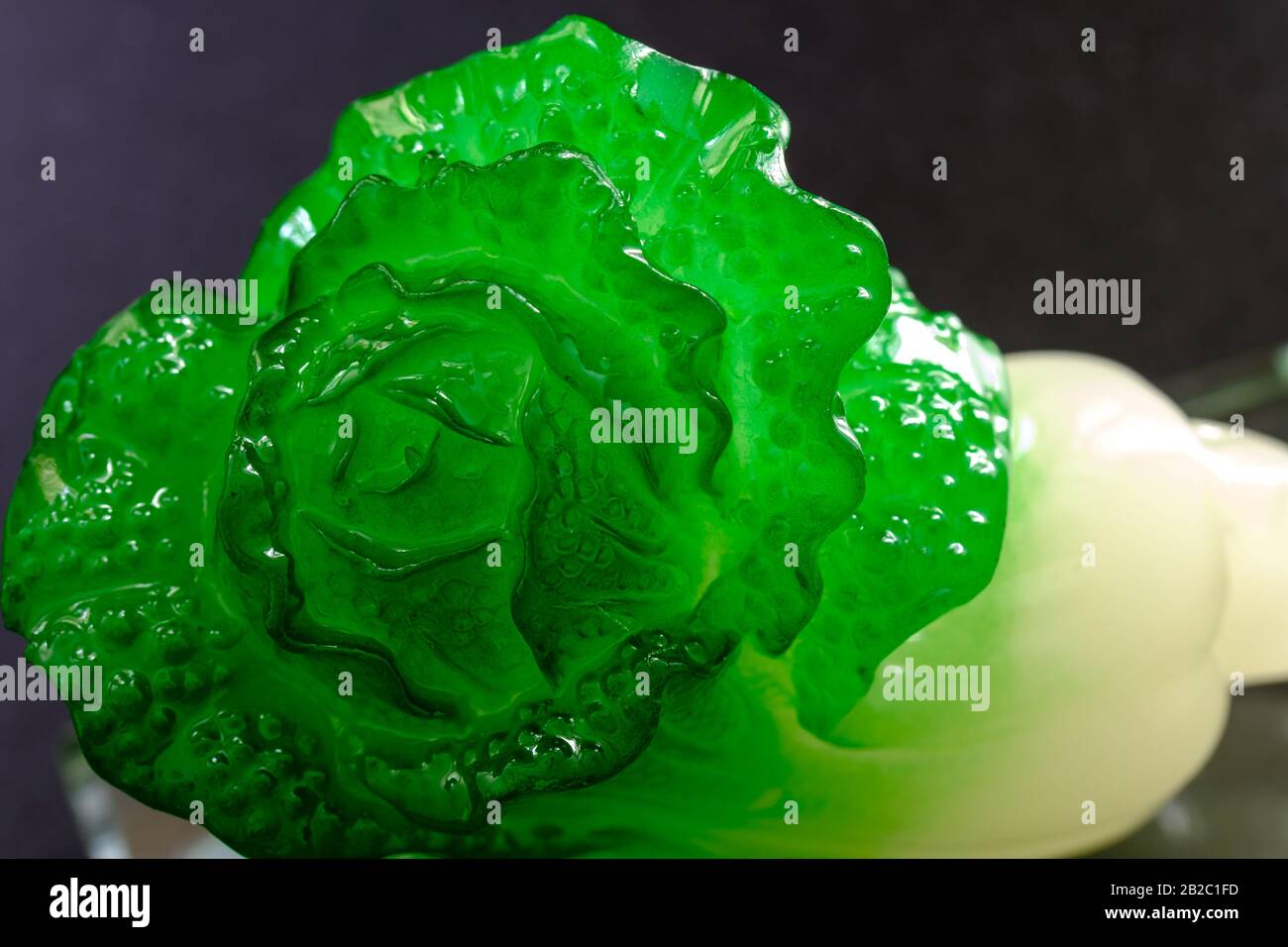 Singapore29 FEB 2020Chinese cabbage jade carving, isolated on black