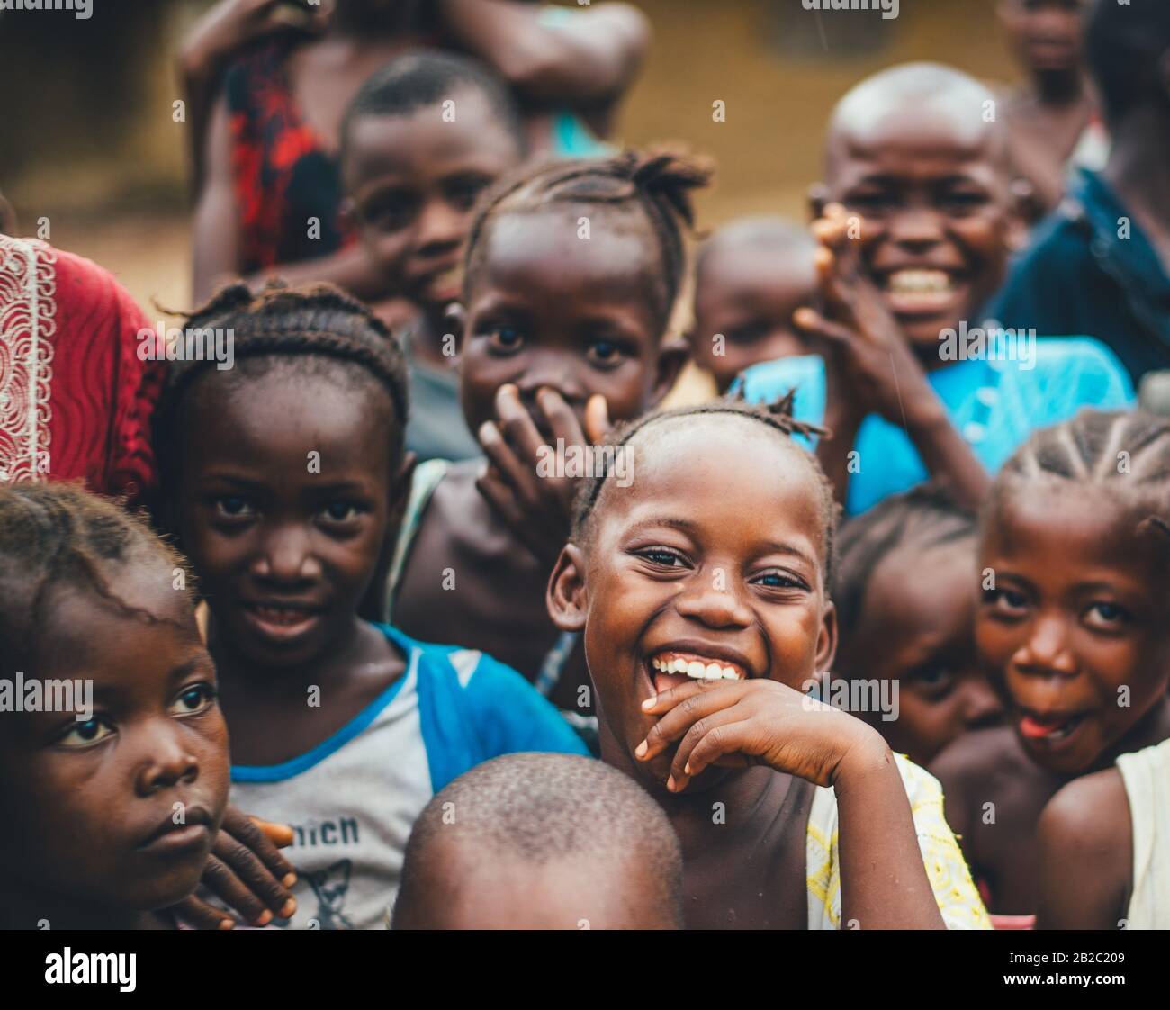 CHILDREN IN AFRICA VILLAGE Stock Photo