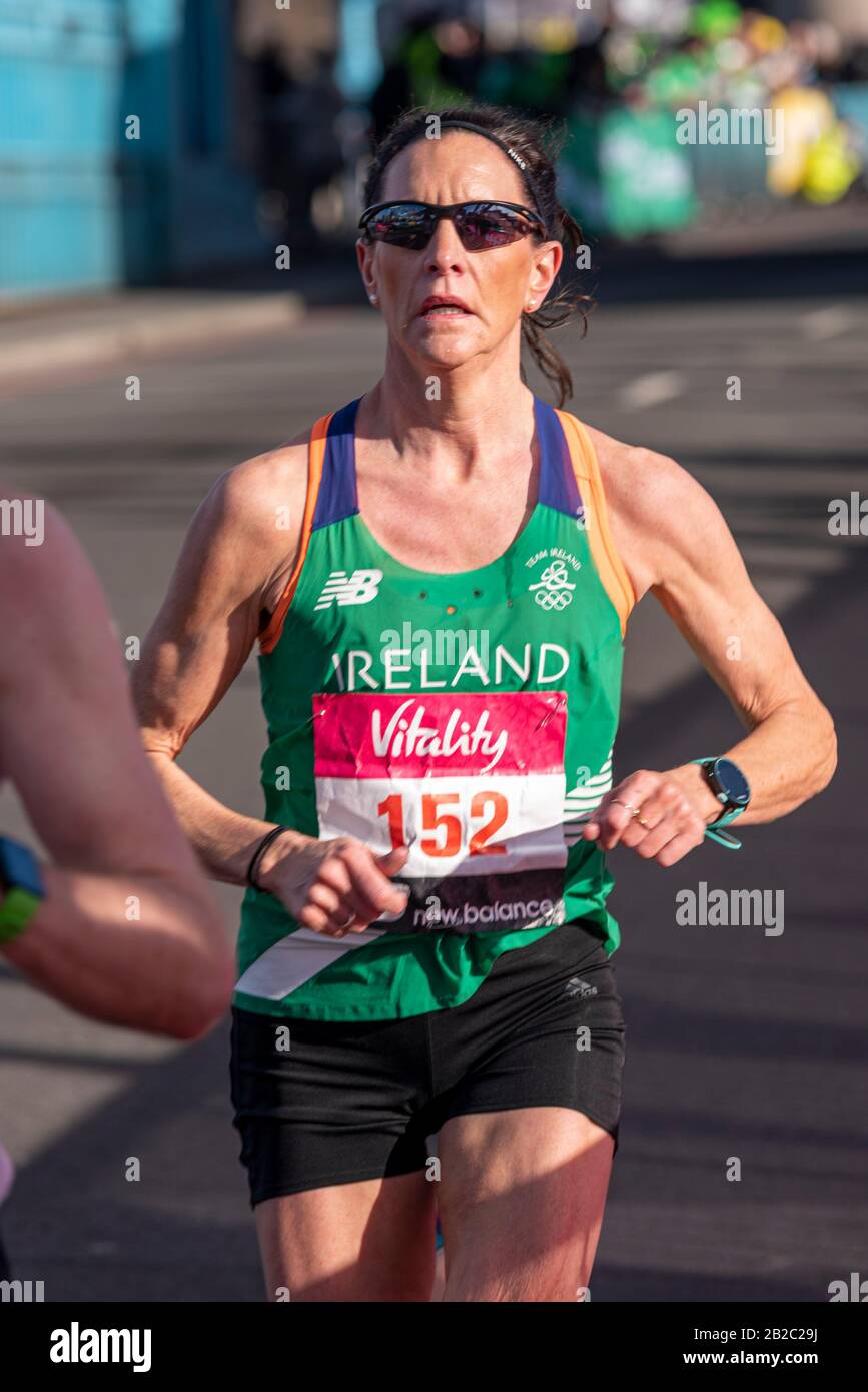 Breege Connolly racing in the Vitality Big Half half marathon crossing