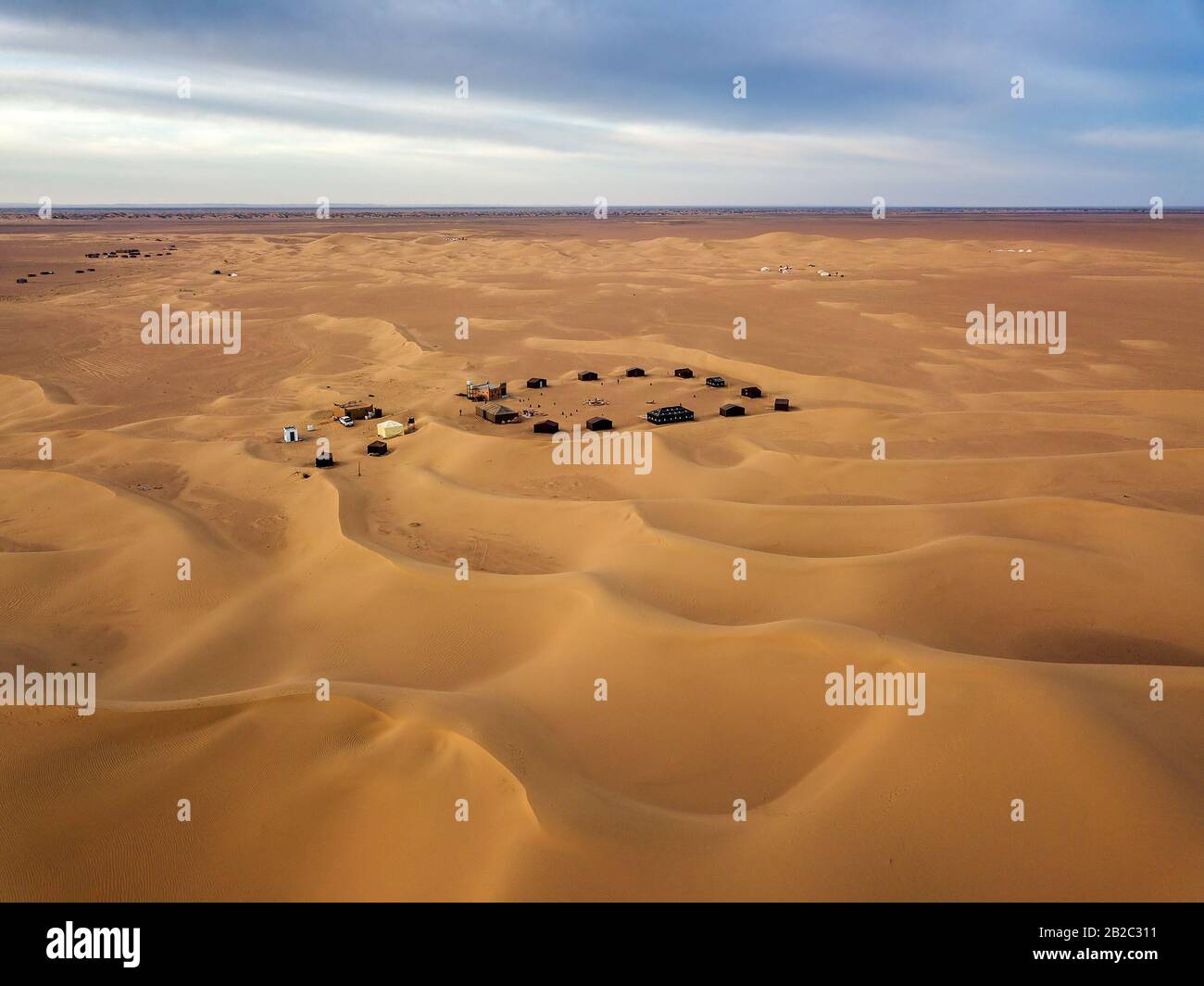 camping site in Sahara desert Africa Stock Photo