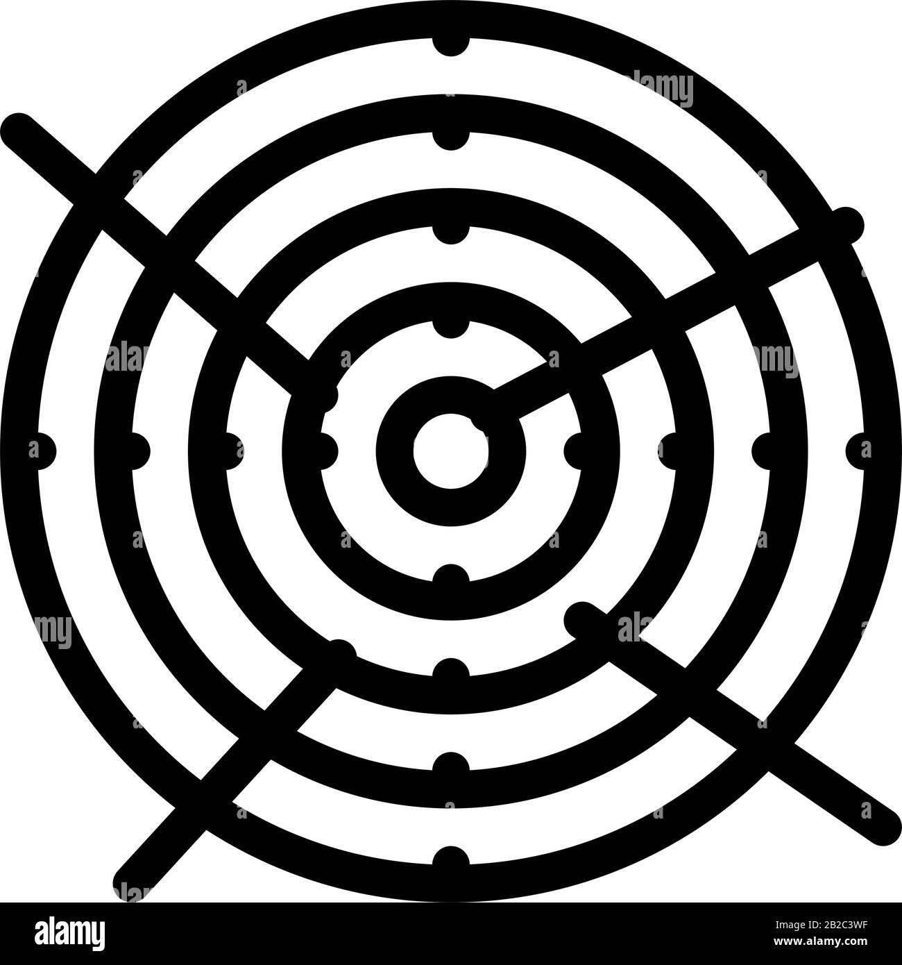 Archery Target With Arrows Icon Thin Line Vector Stock Vector