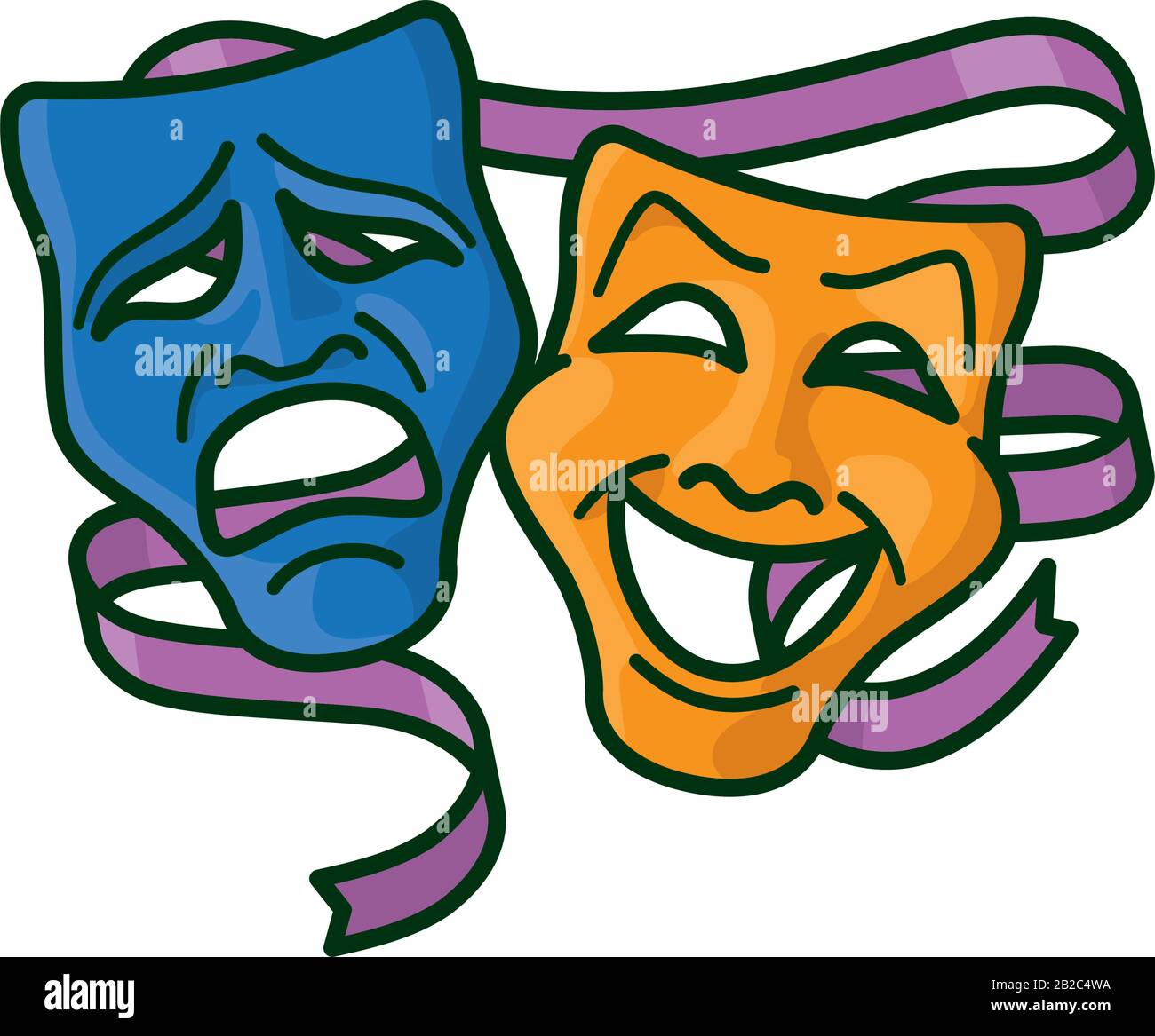 Theatre Masks for tragedy and comedy. Isolated vector illustration for  Theater Day on March 27. Tragedy and comedy mask symbols Stock Vector Image  & Art - Alamy