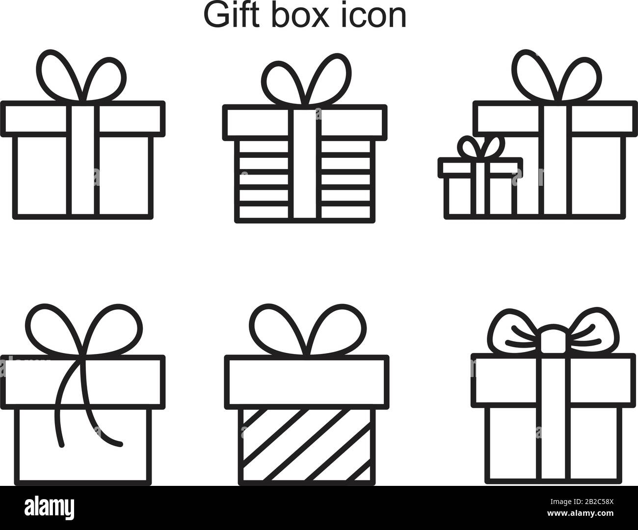 Gift box icon template black color editable. Gift box icon symbol Flat