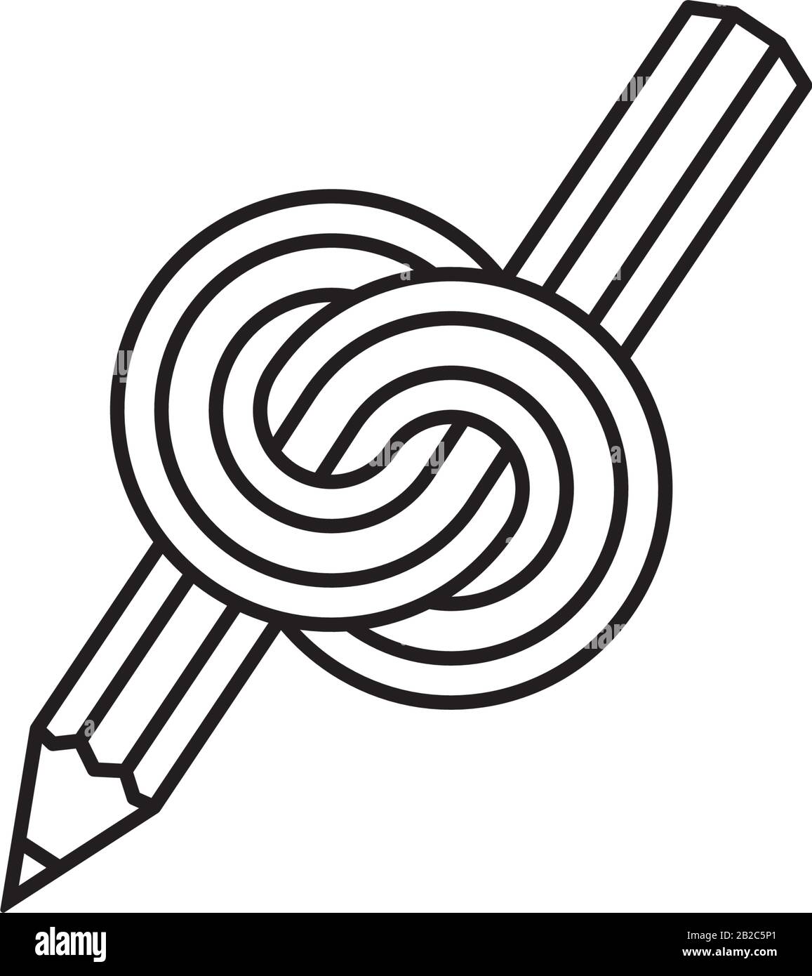 Knotted pencil vector line icon. Writers block outline symbol Stock ...