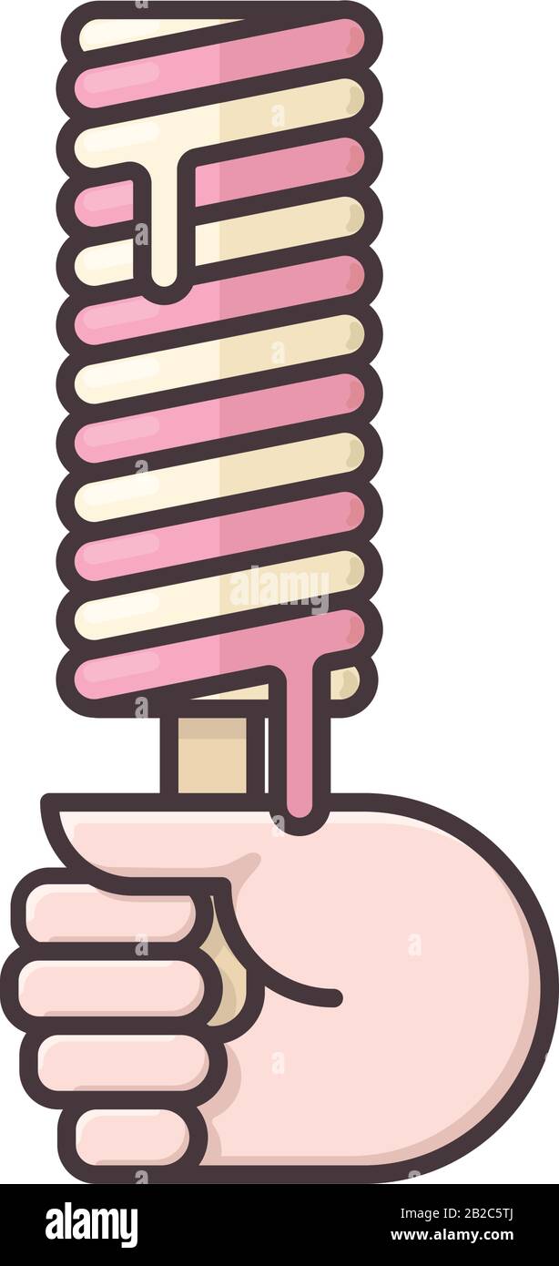 Hand holding ice cream popsicle isolated  vector illustration for Something On A Stick Day on March 28th. Stock Vector