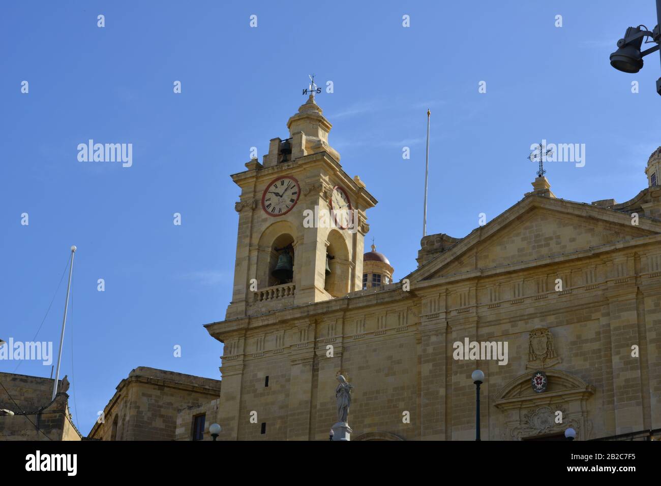 Clock towers at the Grand Harbor in Malta Stock Photo Alamy