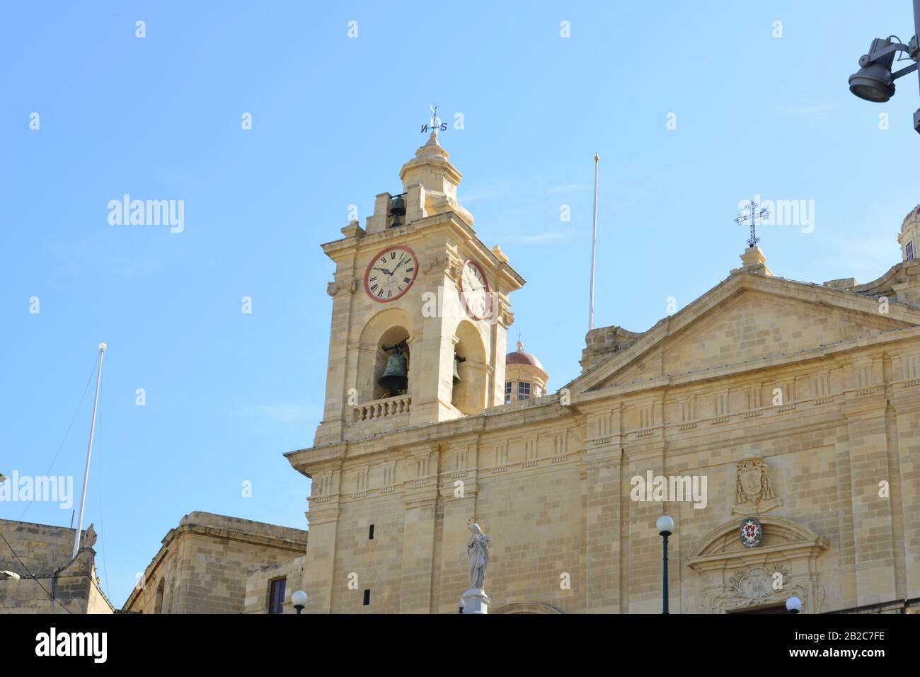 Clock towers at the Grand Harbor in Malta Stock Photo Alamy