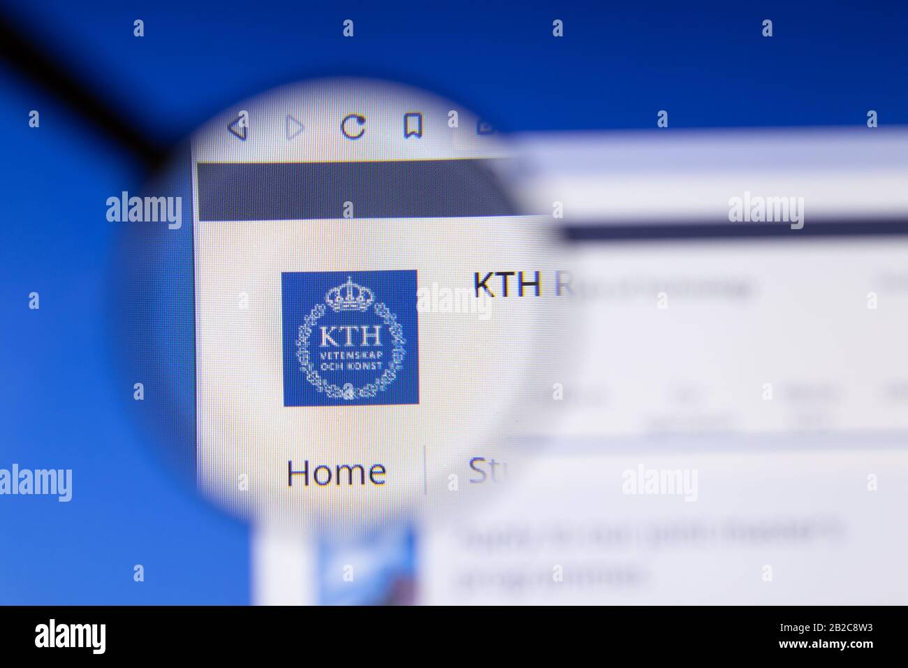 Los Angeles, California, USA - 3 March 2020: KTH Royal Institute of Technology website homepage logo visible on display screen, Illustrative Editorial Stock Photo