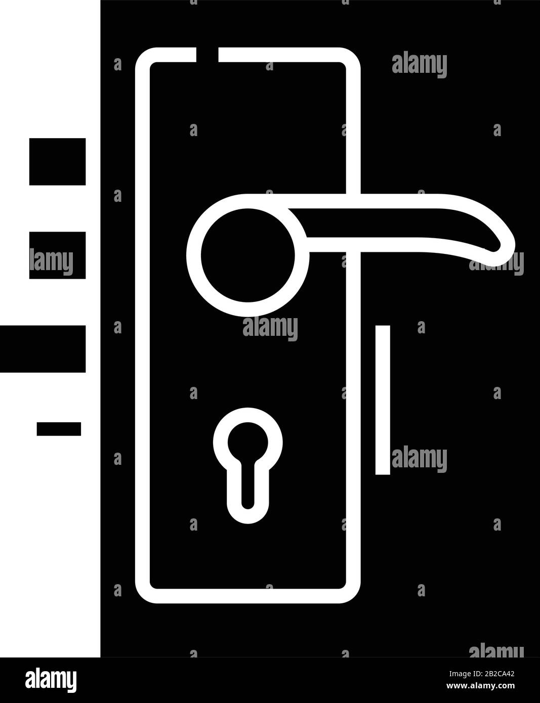 Locking doors black icon, concept illustration, vector flat symbol, glyph sign. Stock Vector