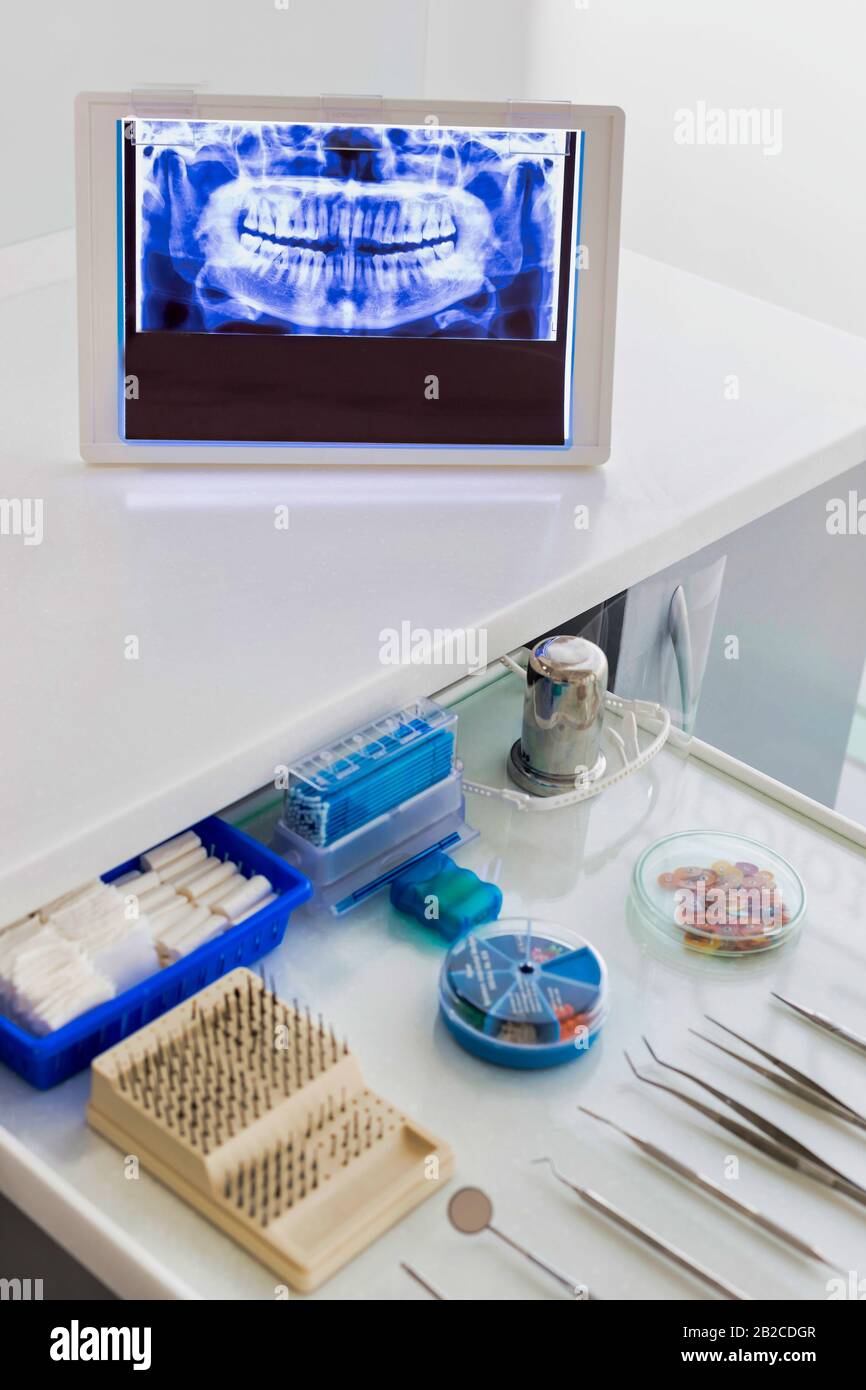 Dental clinic and dental instruments Stock Photo Alamy