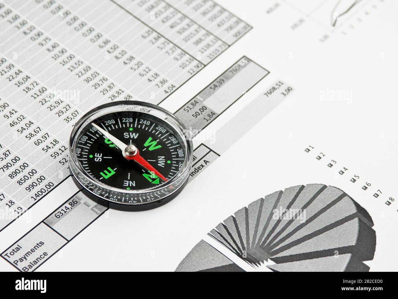 compass and working paper with  diagram Stock Photo