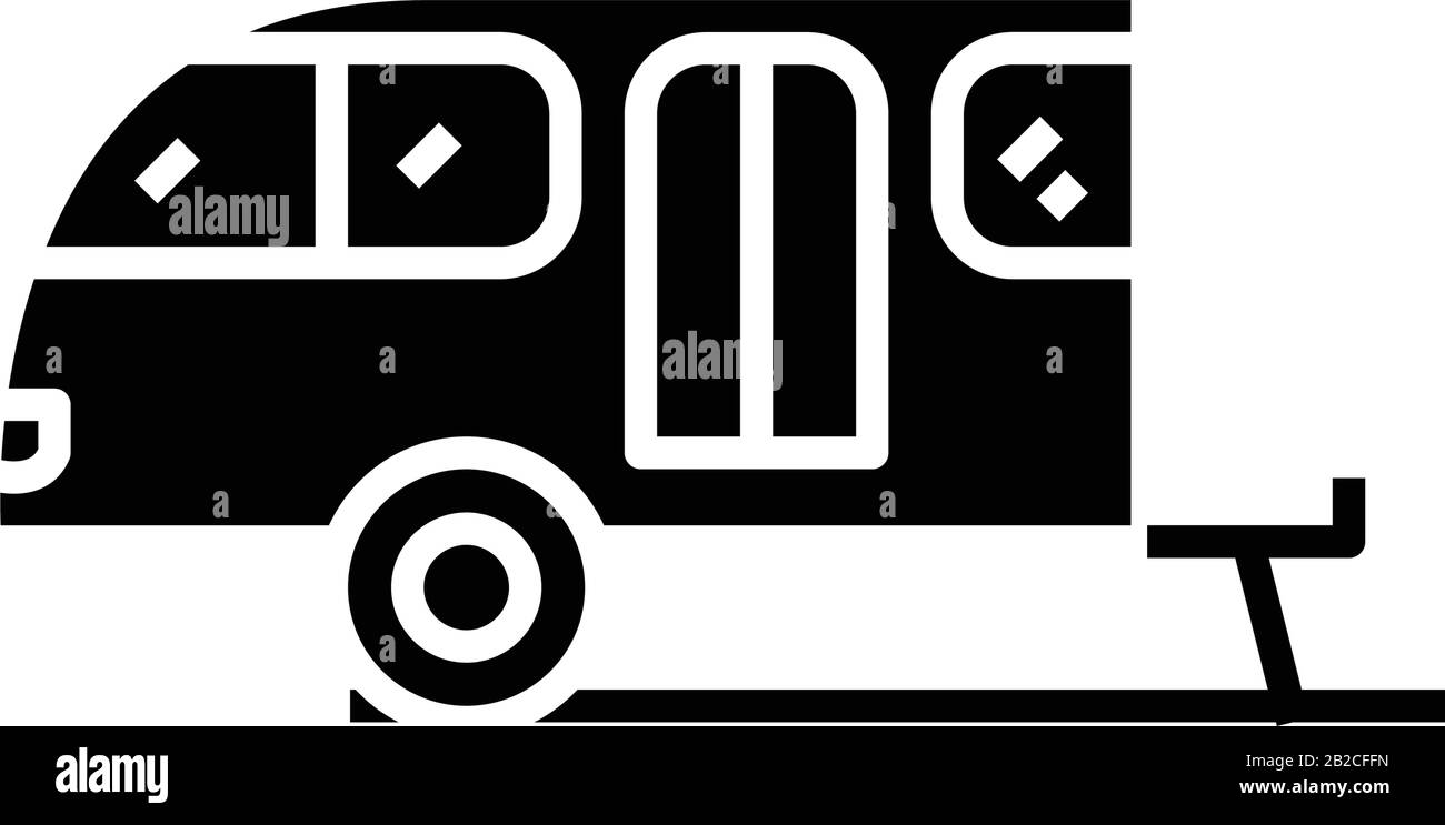 Home trailer black icon, concept illustration, vector flat symbol, glyph sign. Stock Vector