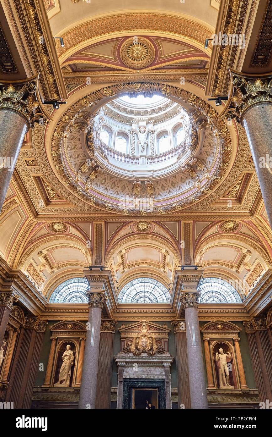 Interior ceiling light above the staircase at the Fitzwilliam museum, university of Cambridge, England. Stock Photo