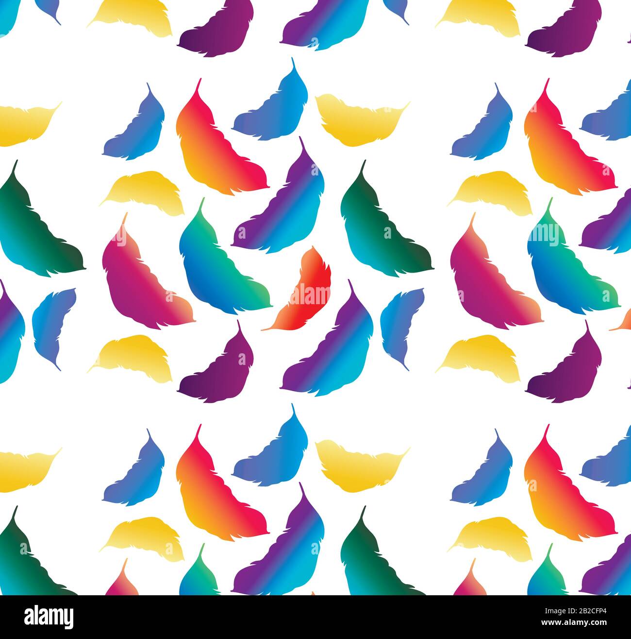 Neon seamless vector pattern of boho feathers. Beautiful print for fabric or wallpaper. Stock Vector