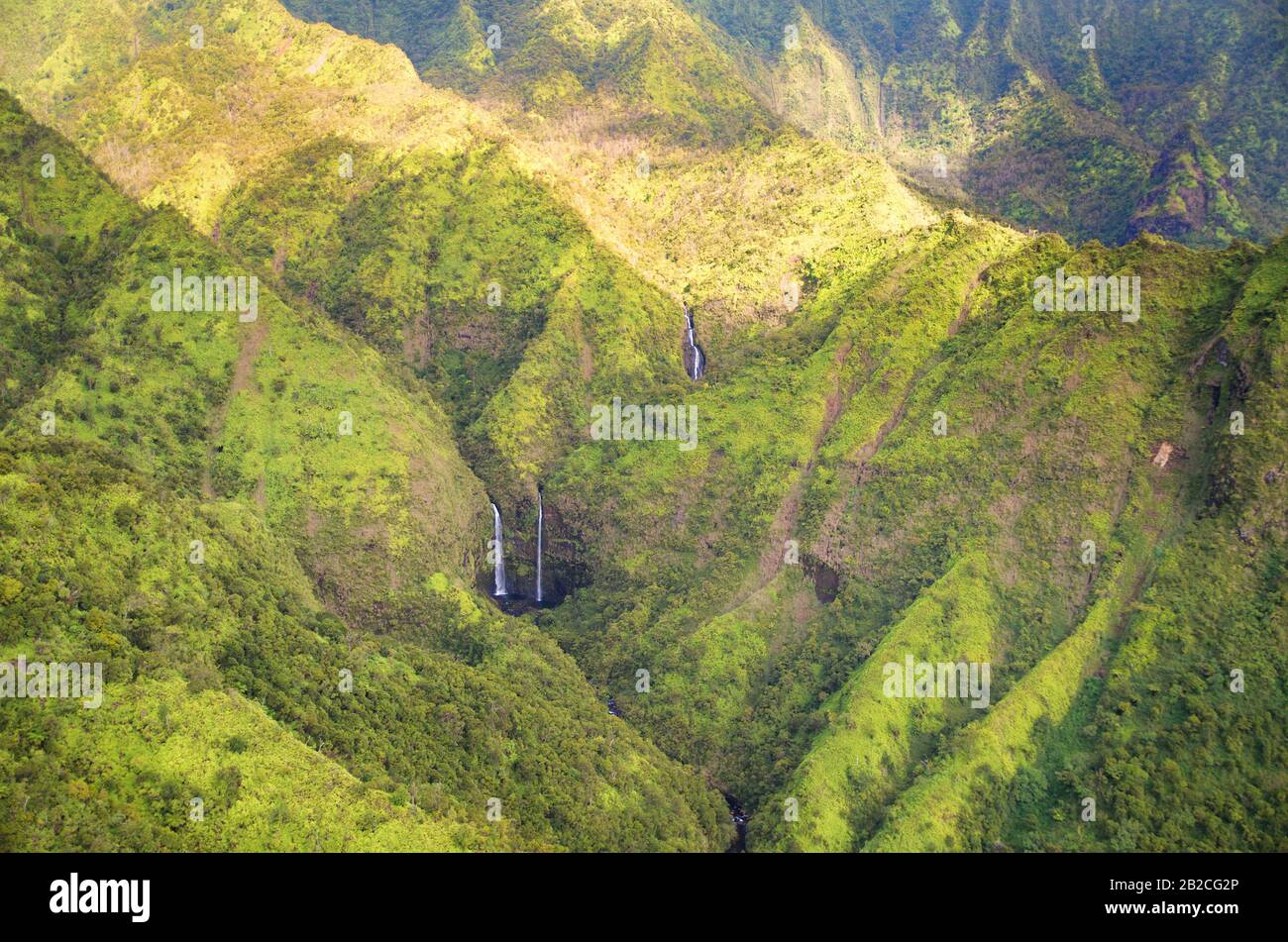 Kauai, Hawaii Aerial view of Mount Waialeale (one of the rainiest