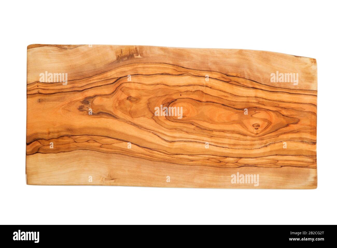 Olive wood cutting board isolated on white background Stock Photo