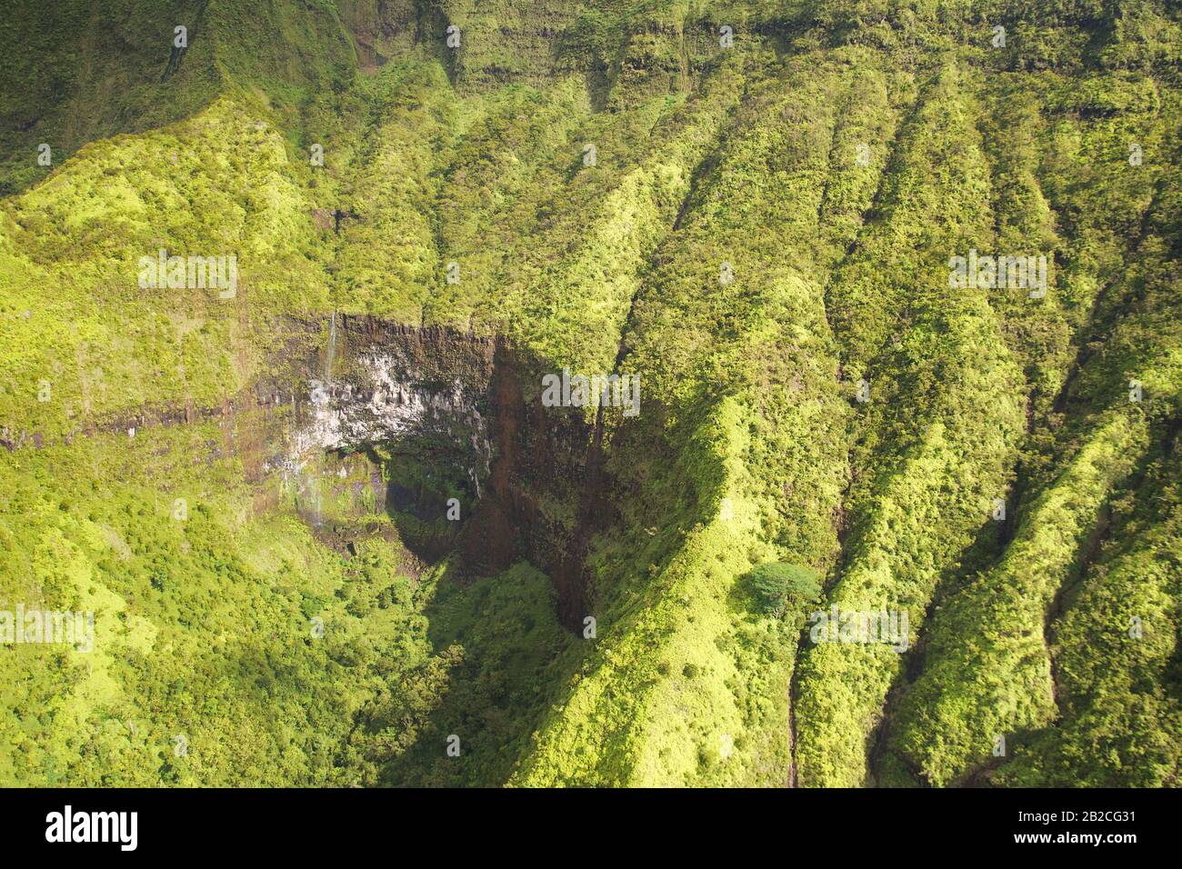 Kauai, Hawaii Aerial view of Mount Waialeale (one of the rainiest