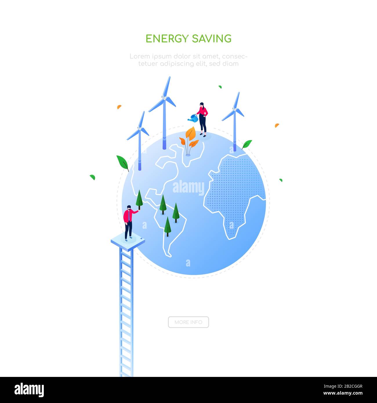 Energy saving - modern colorful isometric web banner Stock Vector