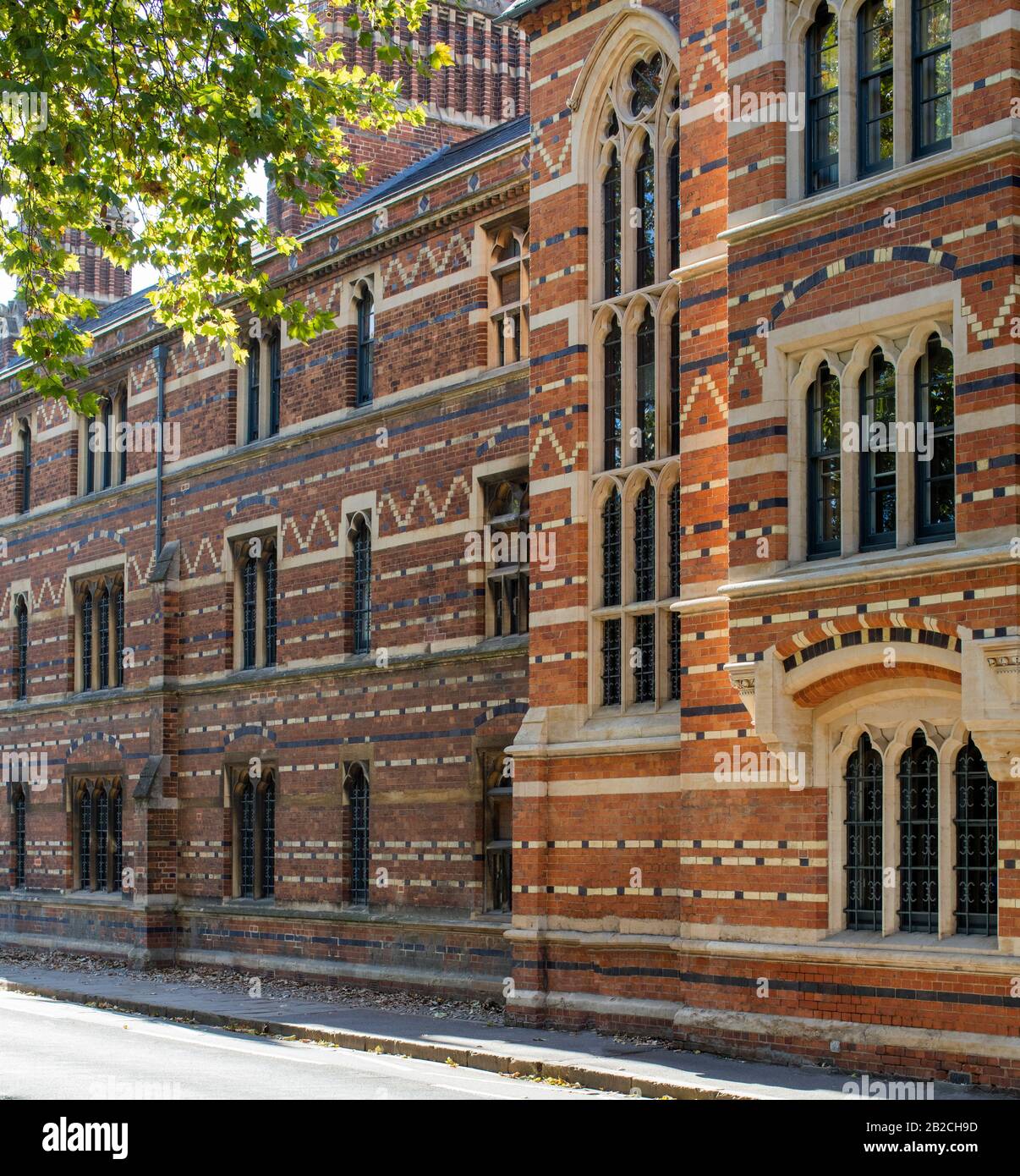 Wall of Keble College, Oxford, showing the famous polychrome brickwork Stock Photo