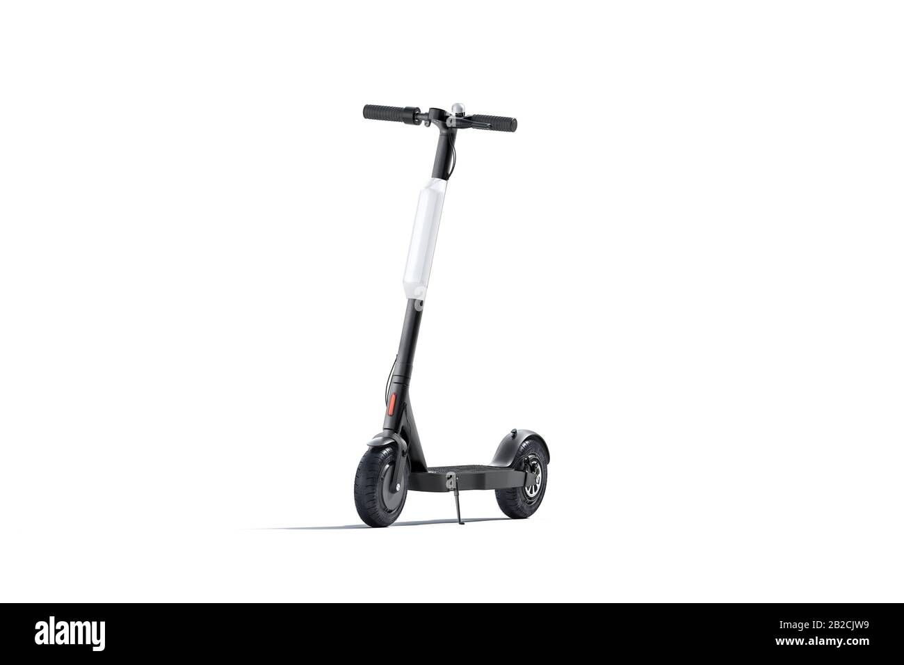 Blank black electric scooter with white banner mock up, isolated Stock Photo