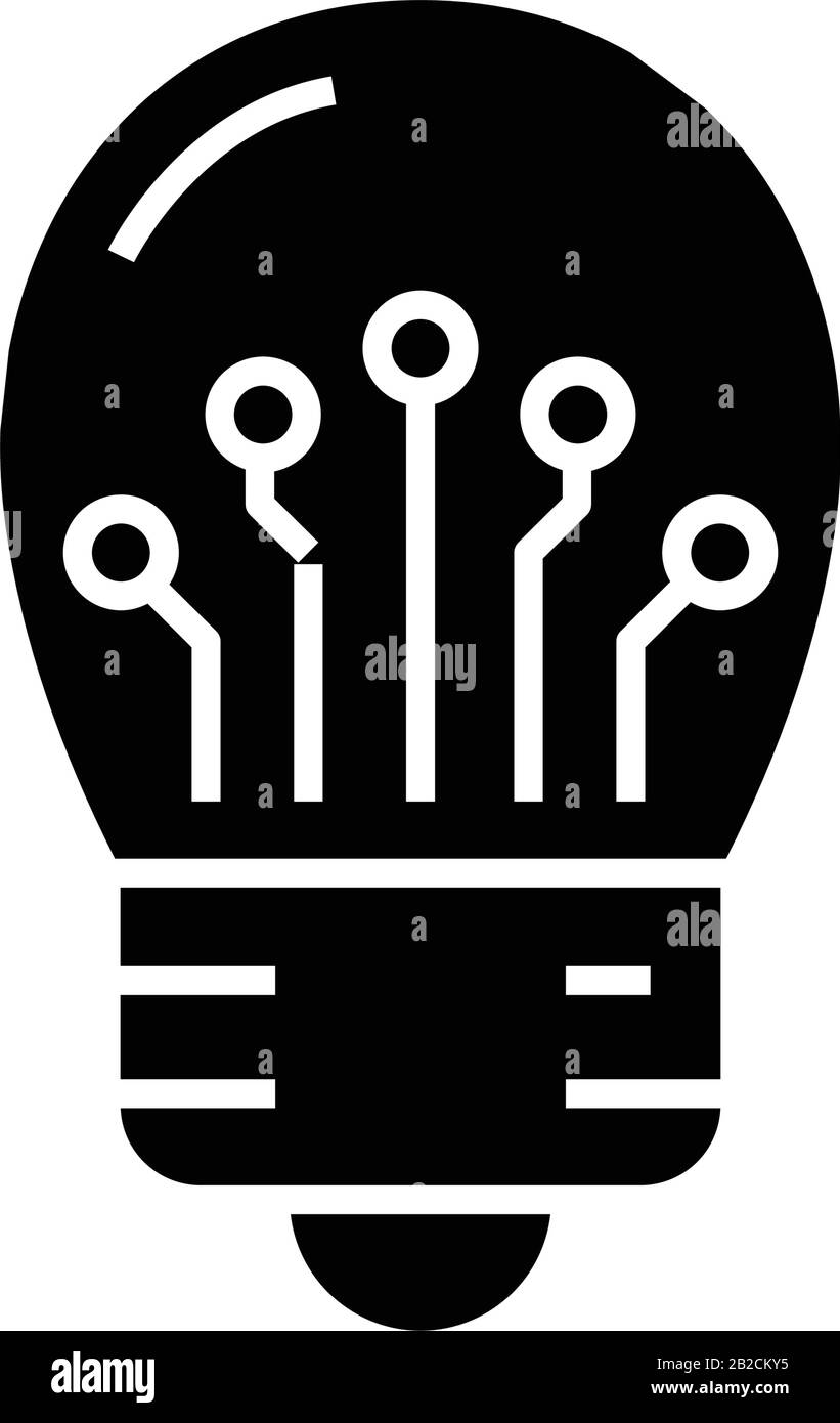 Idea generation black icon, concept illustration, vector flat symbol, glyph sign. Stock Vector