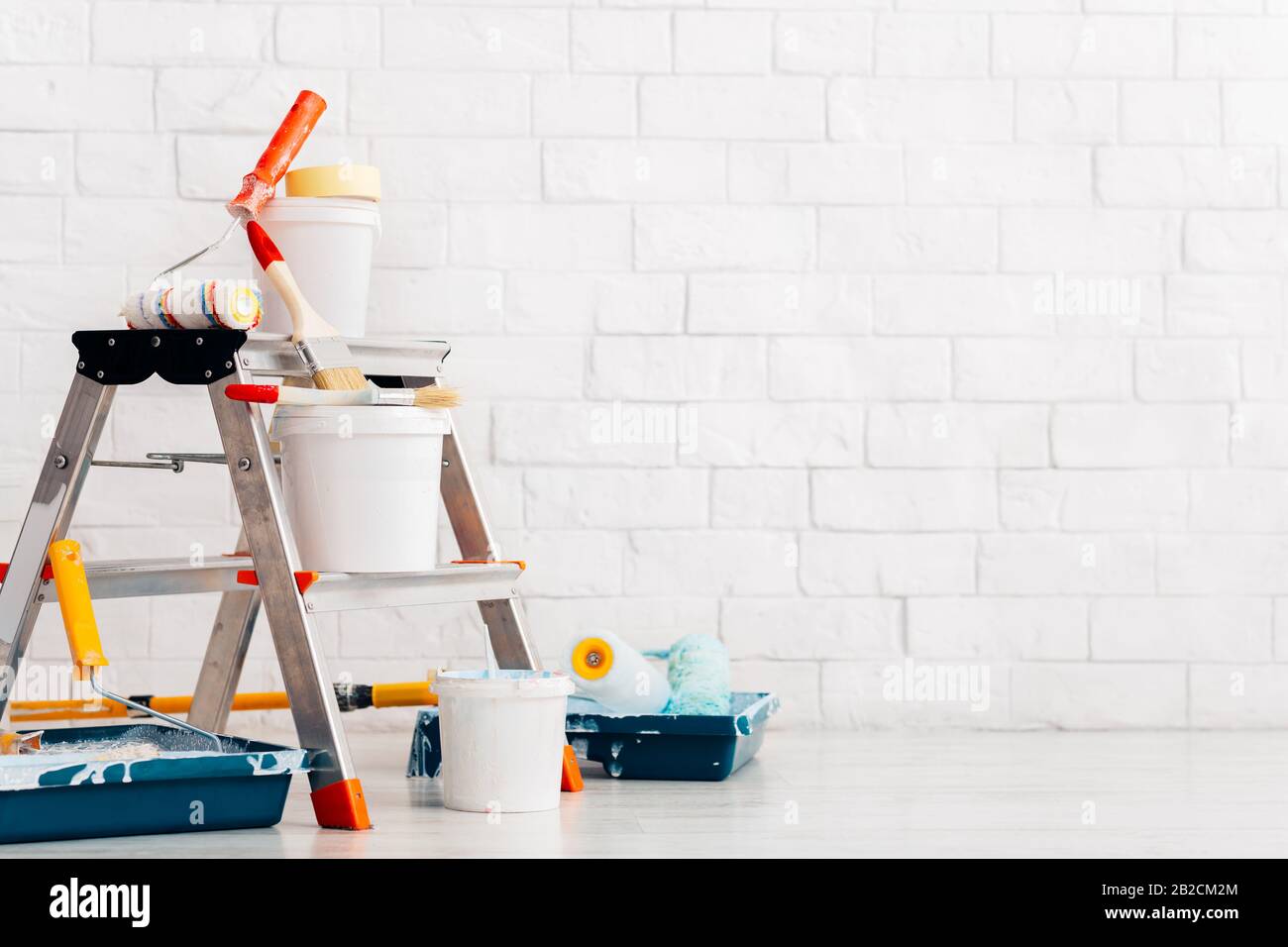 Repair, instruments and materials for painting walls Stock Photo Alamy