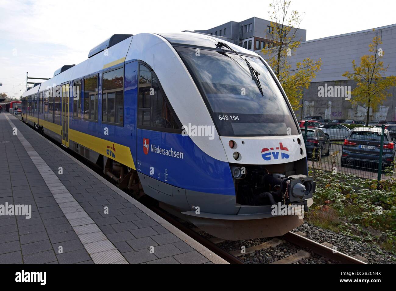 Coradia LINT 41 built by Alstom, operated by EVB at Bremervorde station, Germany Stock Photo