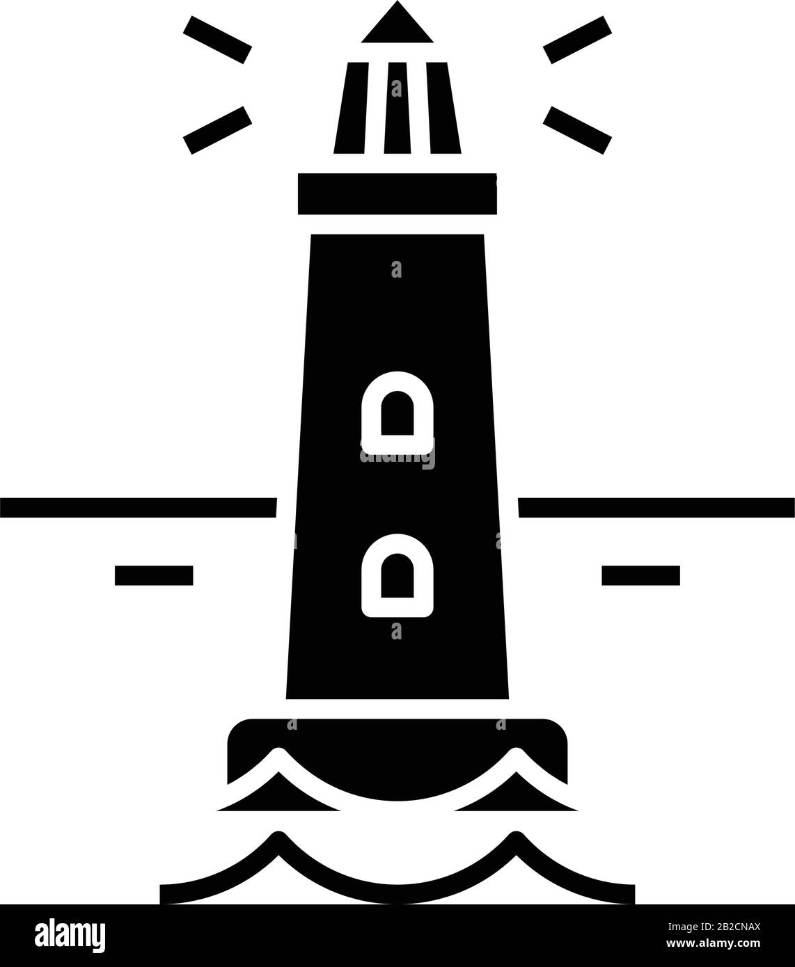 Lighthouse black icon, concept illustration, vector flat symbol, glyph sign. Stock Vector