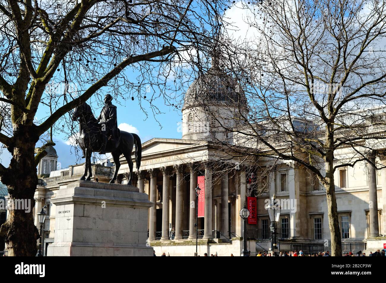 Exterior of the National Gallery, Trafalgar Square, Central London England UK Stock Photo