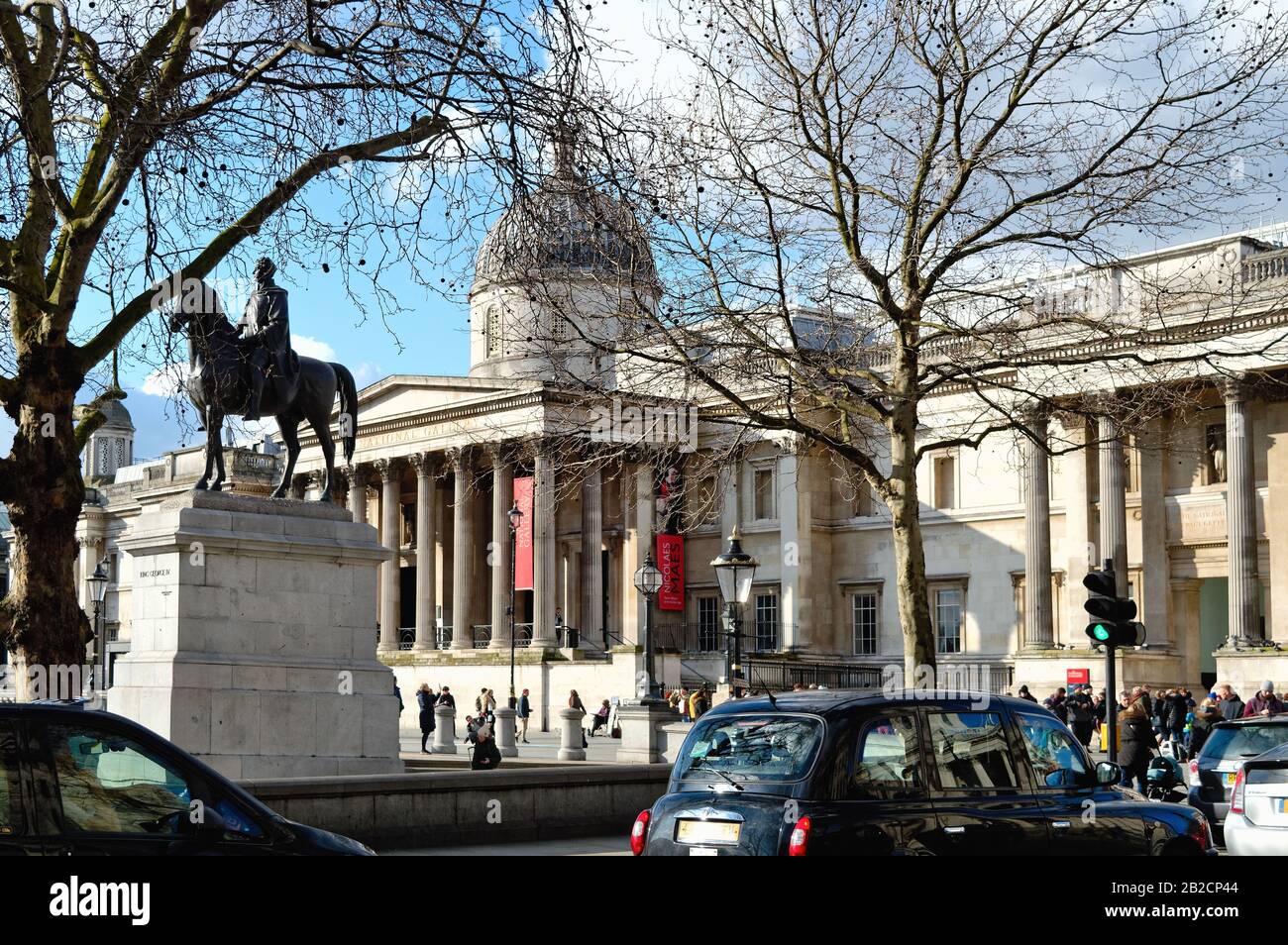 Exterior of the National Gallery, Trafalgar Square, Central London England UK Stock Photo