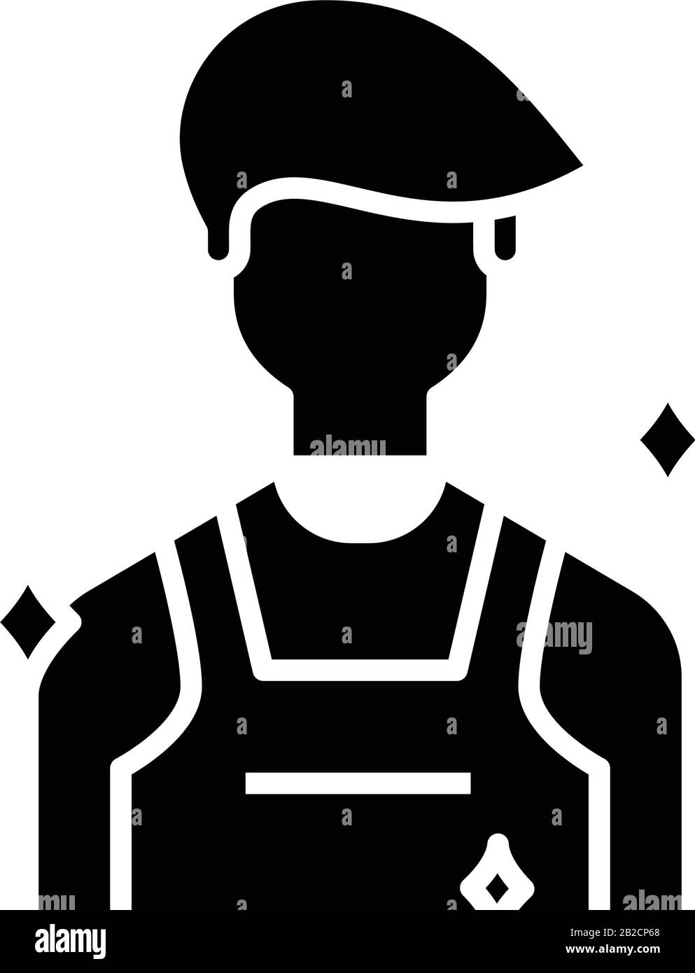 Janitor black icon, concept illustration, vector flat symbol, glyph sign. Stock Vector