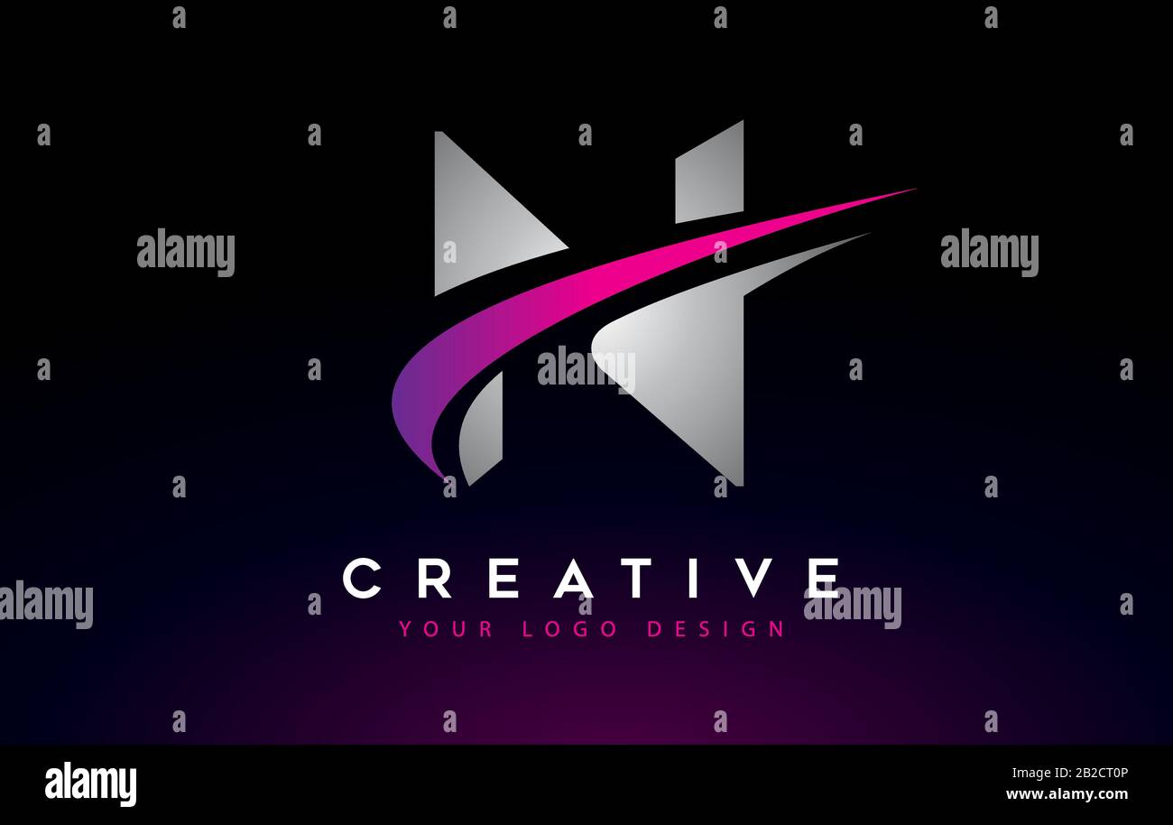 Creative N Letter Logo Design with Swoosh Icon Vector Illustration ...