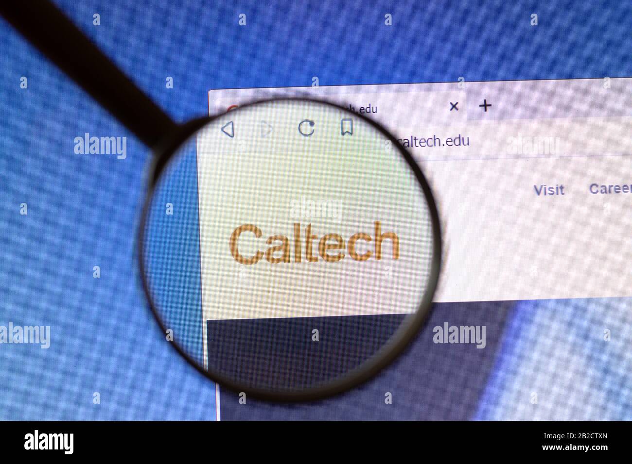 Los Angeles, California, USA - 3 March 2020: California Institute of Technology Caltech website homepage logo visible on display screen, Illustrative Stock Photo