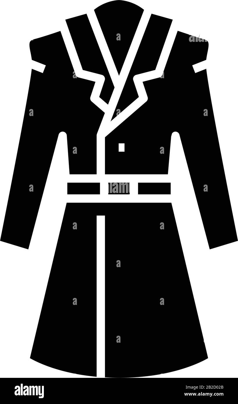 Long coat black icon, concept illustration, vector flat symbol, glyph sign. Stock Vector