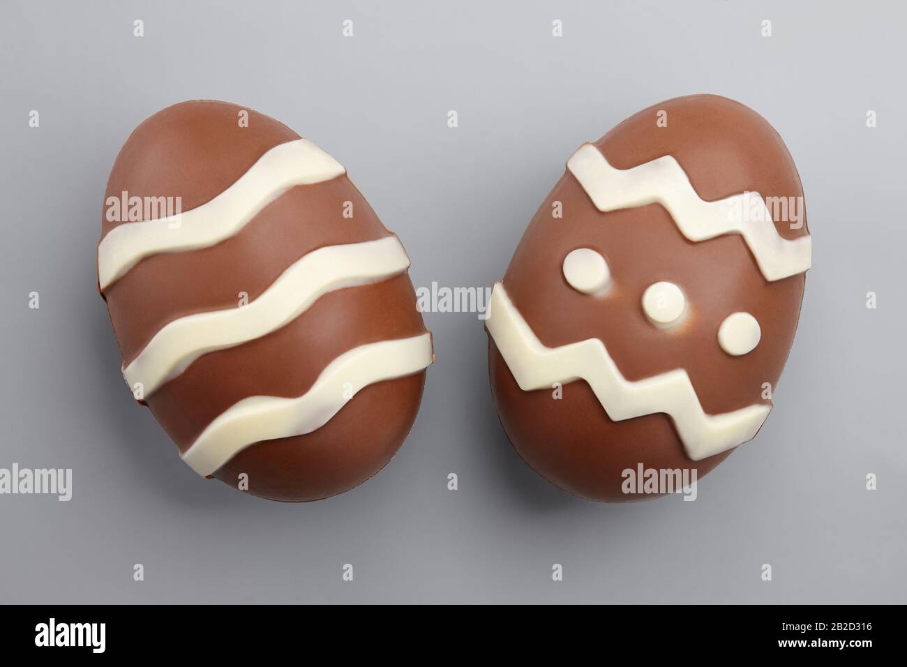 Two chocolate Easter eggs close up Stock Photo