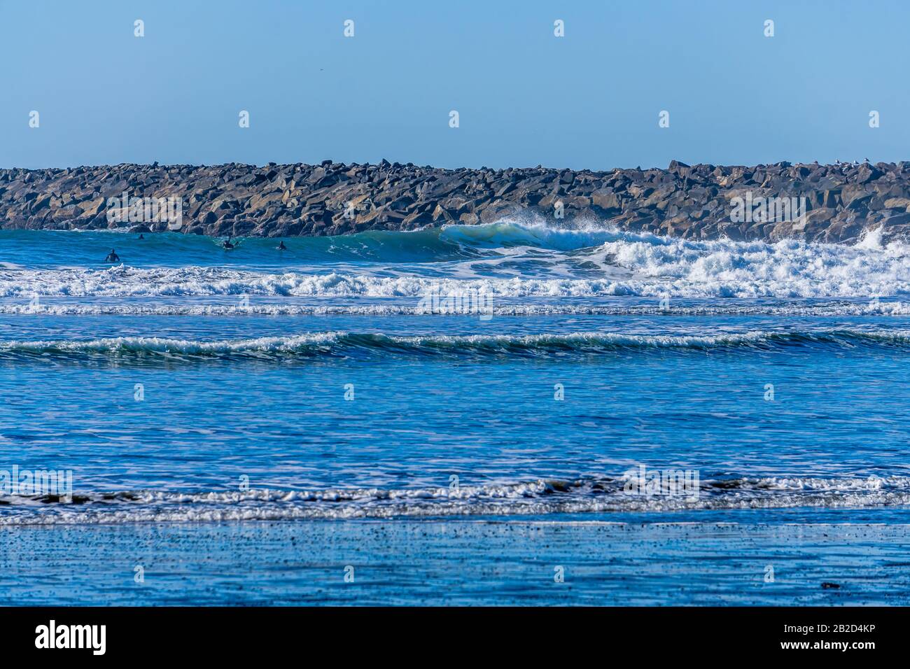 A view of the rock jetty at Westport, Washington Stock Photo Alamy