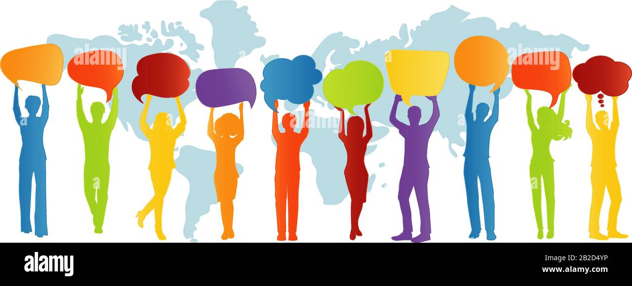 Communication connection group of diverse multiethnic people.Social ...