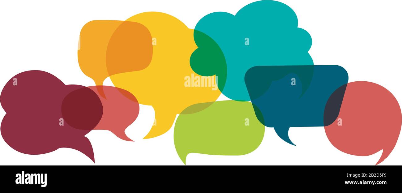 Communication concept.Colored speech bubble.Social network. Colored cloud.Speak - discussion - chat. Symbol talking and communicate.Friendship.Talking Stock Vector