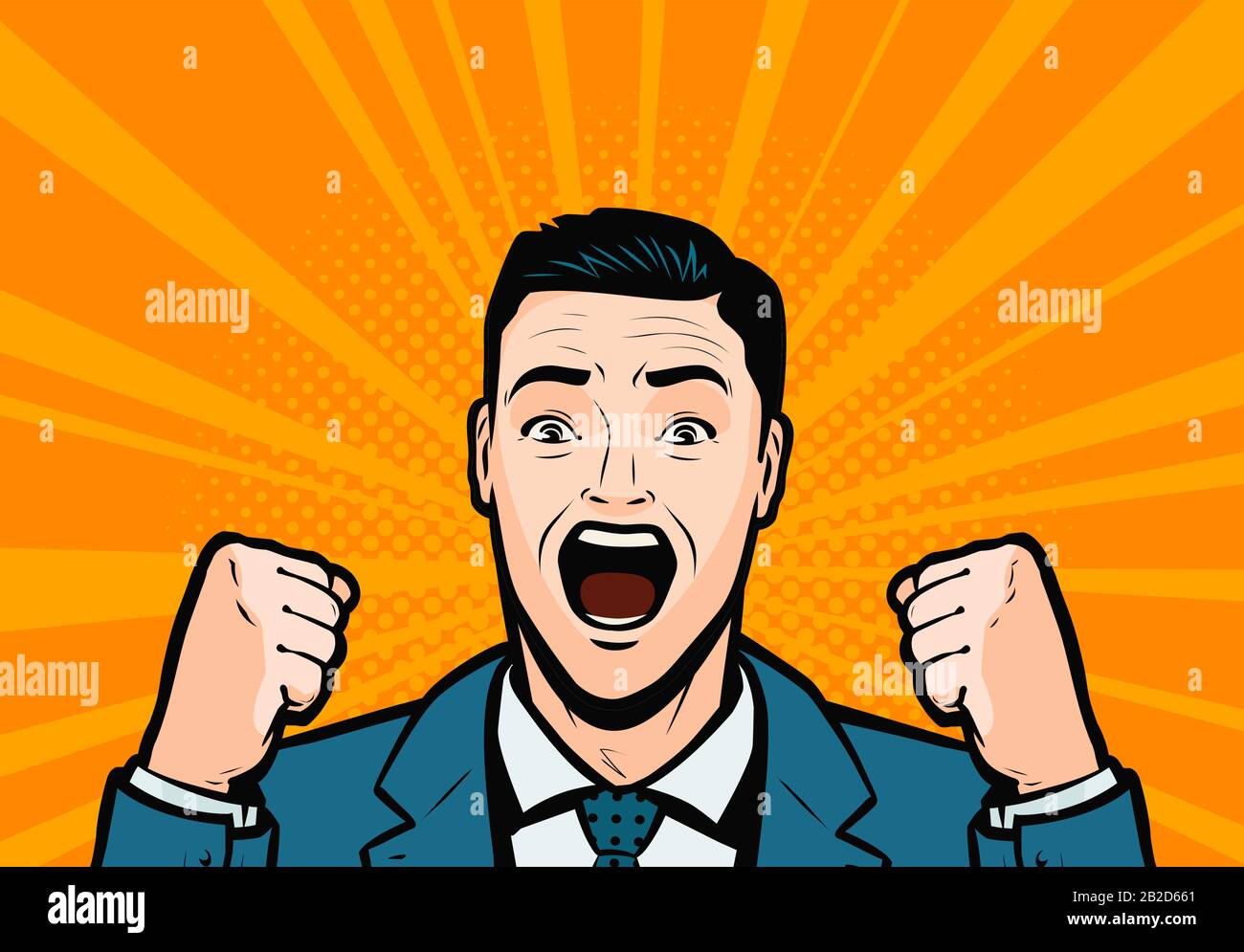 Screaming businessman. Retro comic pop art vector illustration Stock Vector