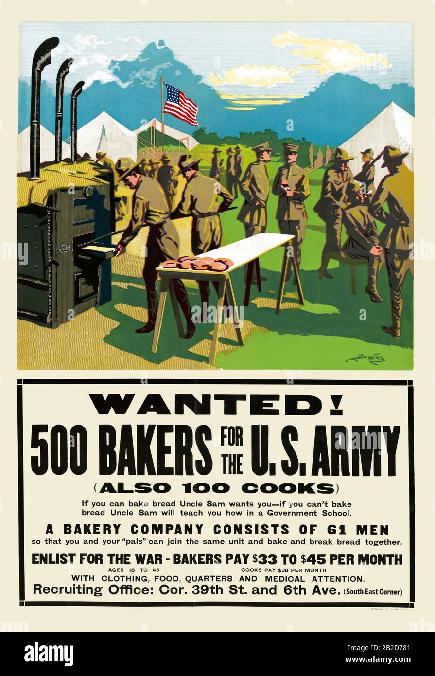 Wanted! 500 bakers for the U.S. Army, (also 100 cooks) Stock Photo