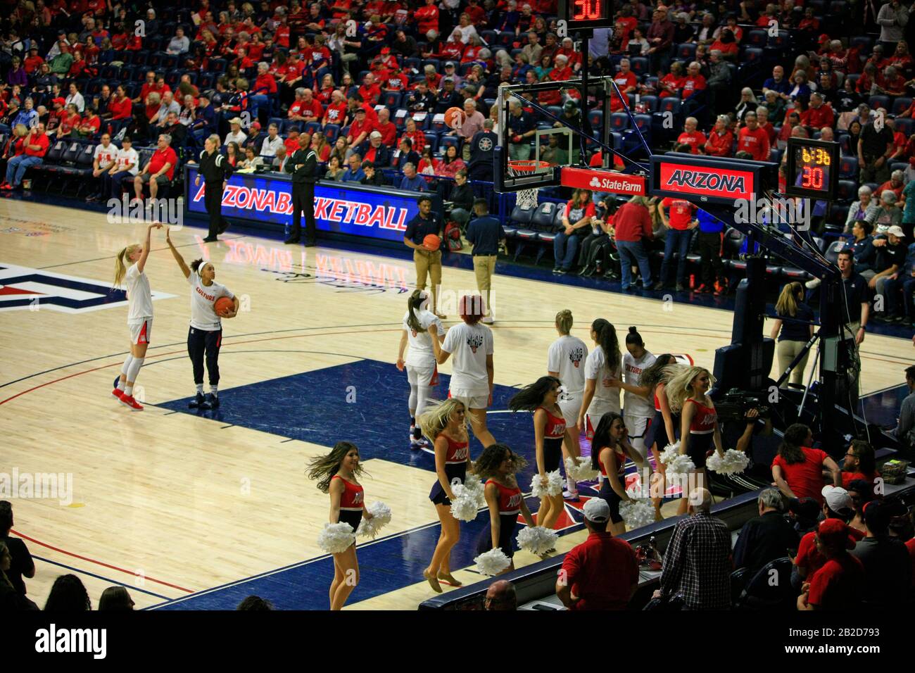 Arizona Vs Stanford Girls University Basketball game at the UofA McKale Memorial center basketball arena in Tucson AZ Stock Photo