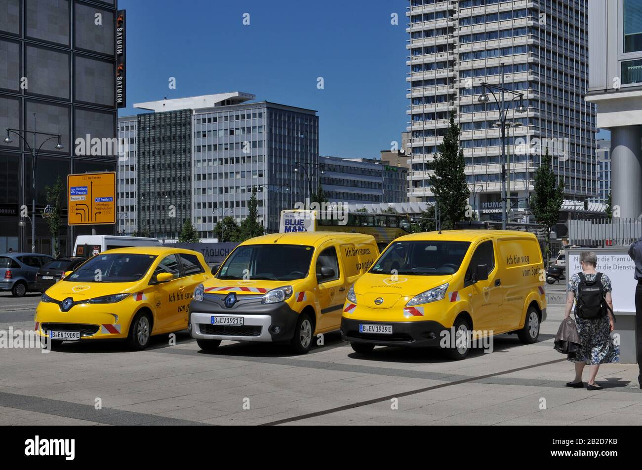 BVG Elektroautos, Alexanderstrasse, Alexanderplatz, Mitte, Berlin, Deutschland Stock Photo
