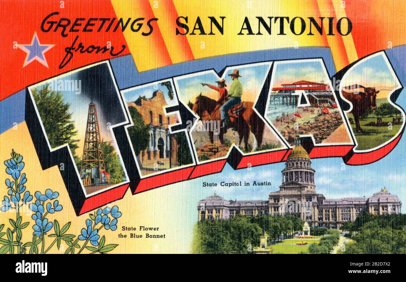 Greetings from San Antonio, Texas Stock Photo