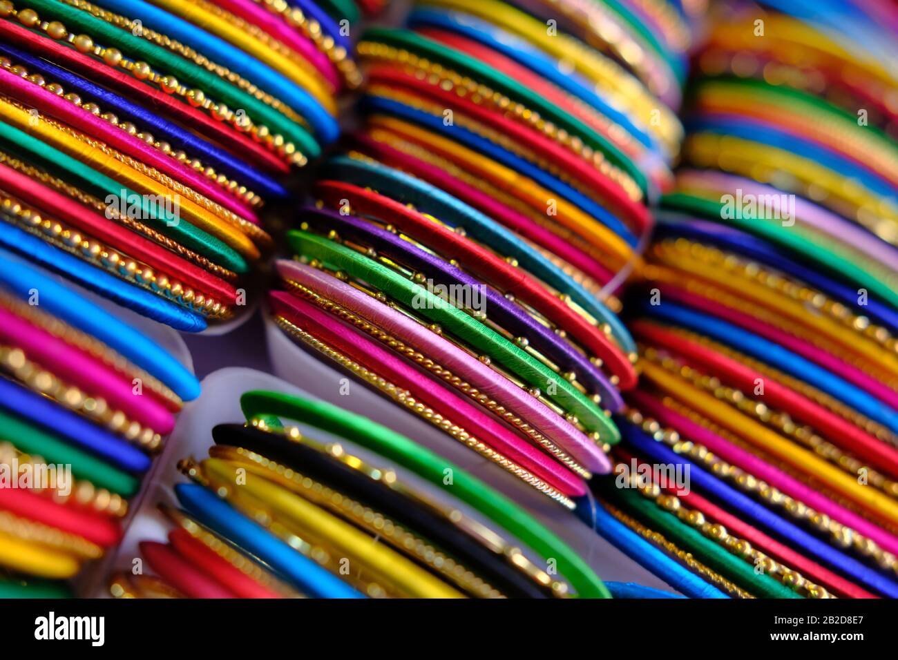 Close of colorful jewelry in a box on table  Stock Photo